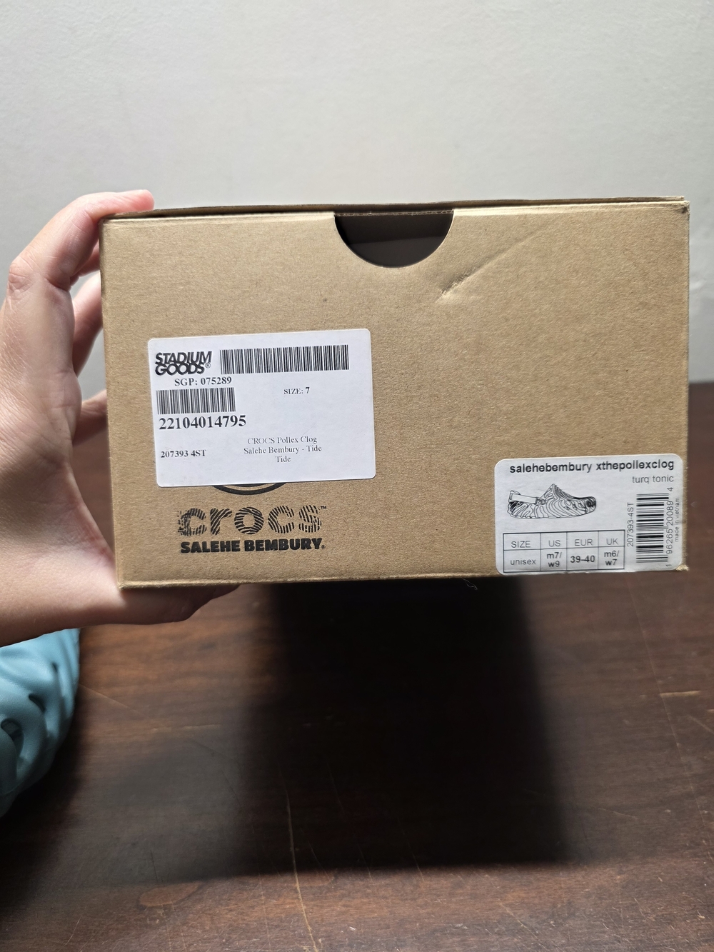 Salehe Bembury x Crocs Pollex Clog 'Tide Turq Tonic M-7 W-9 - Picture 8 of 8